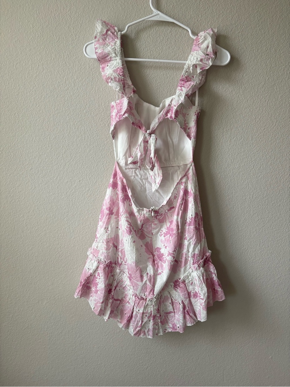 Pink Floral Ruffle-Strap Mini Dress - Picture 2 of 3